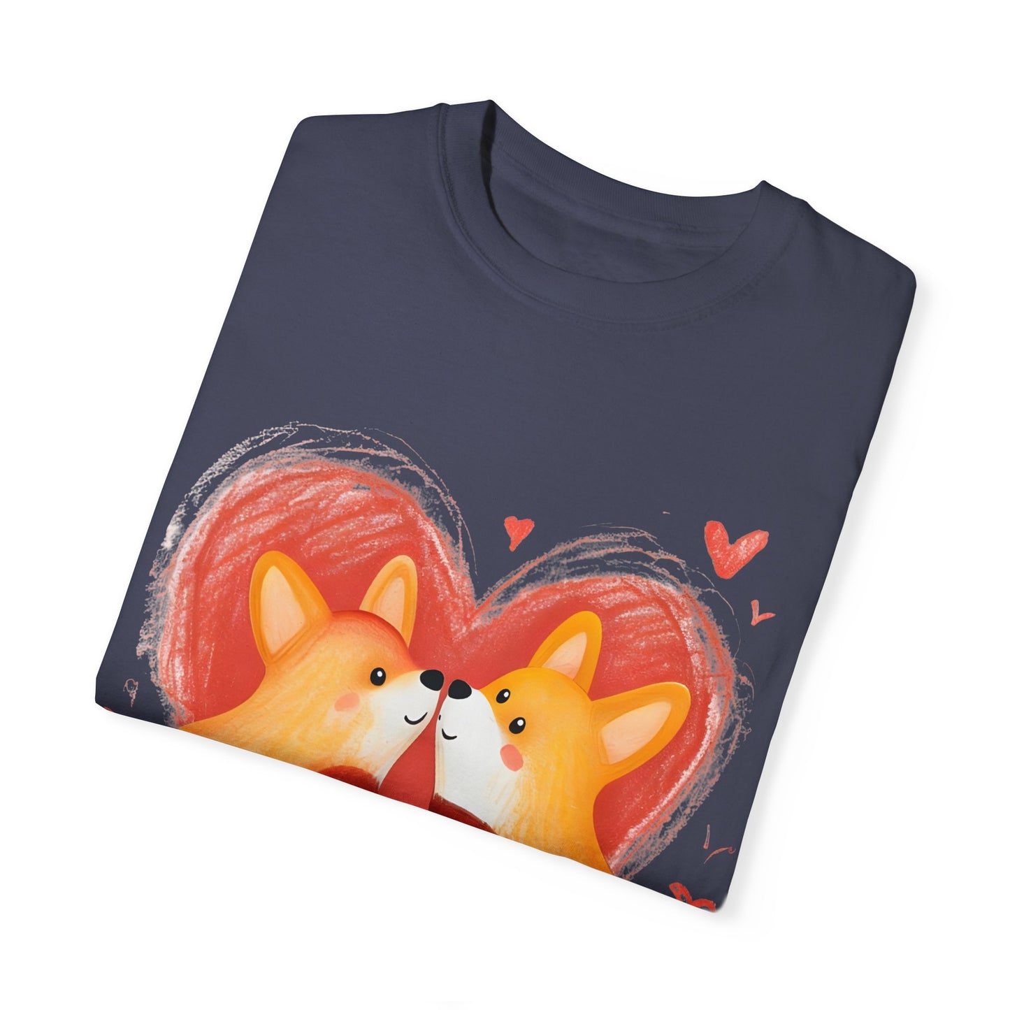 "Corgi Love Birds" Unisex Garment-Dyed T-shirt