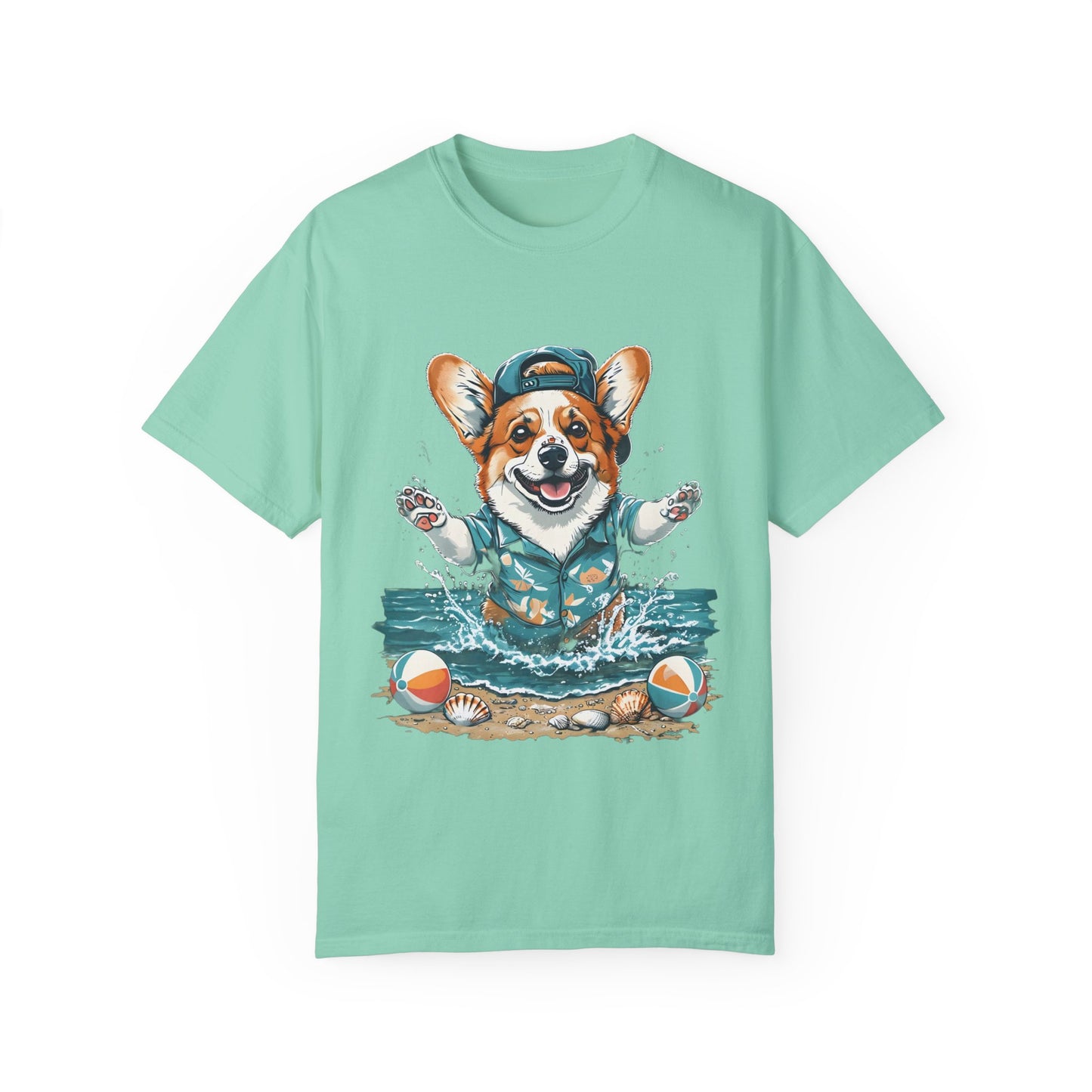 "Corgi Splashing" Unisex Garment-Dyed T-shirt