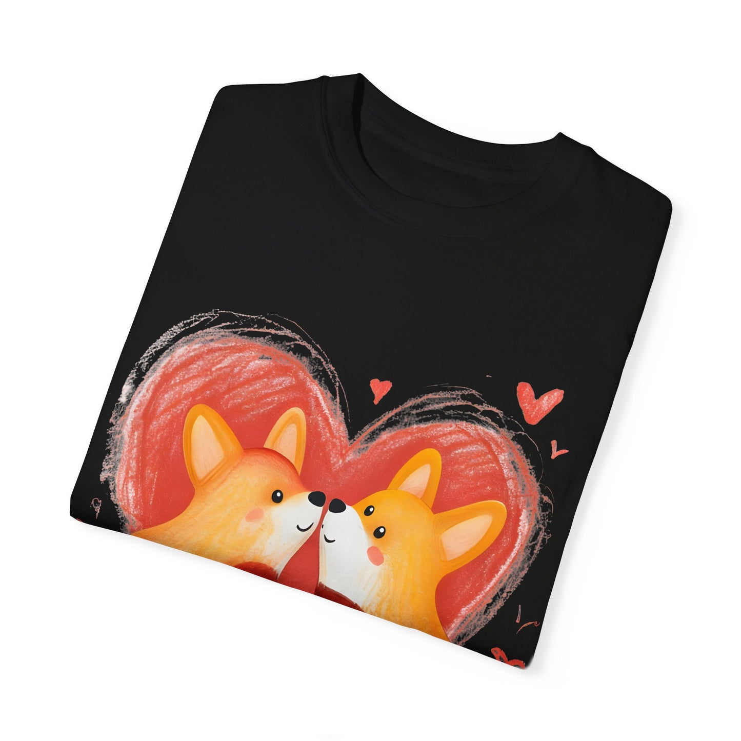 "Corgi Love Birds" Unisex Garment-Dyed T-shirt