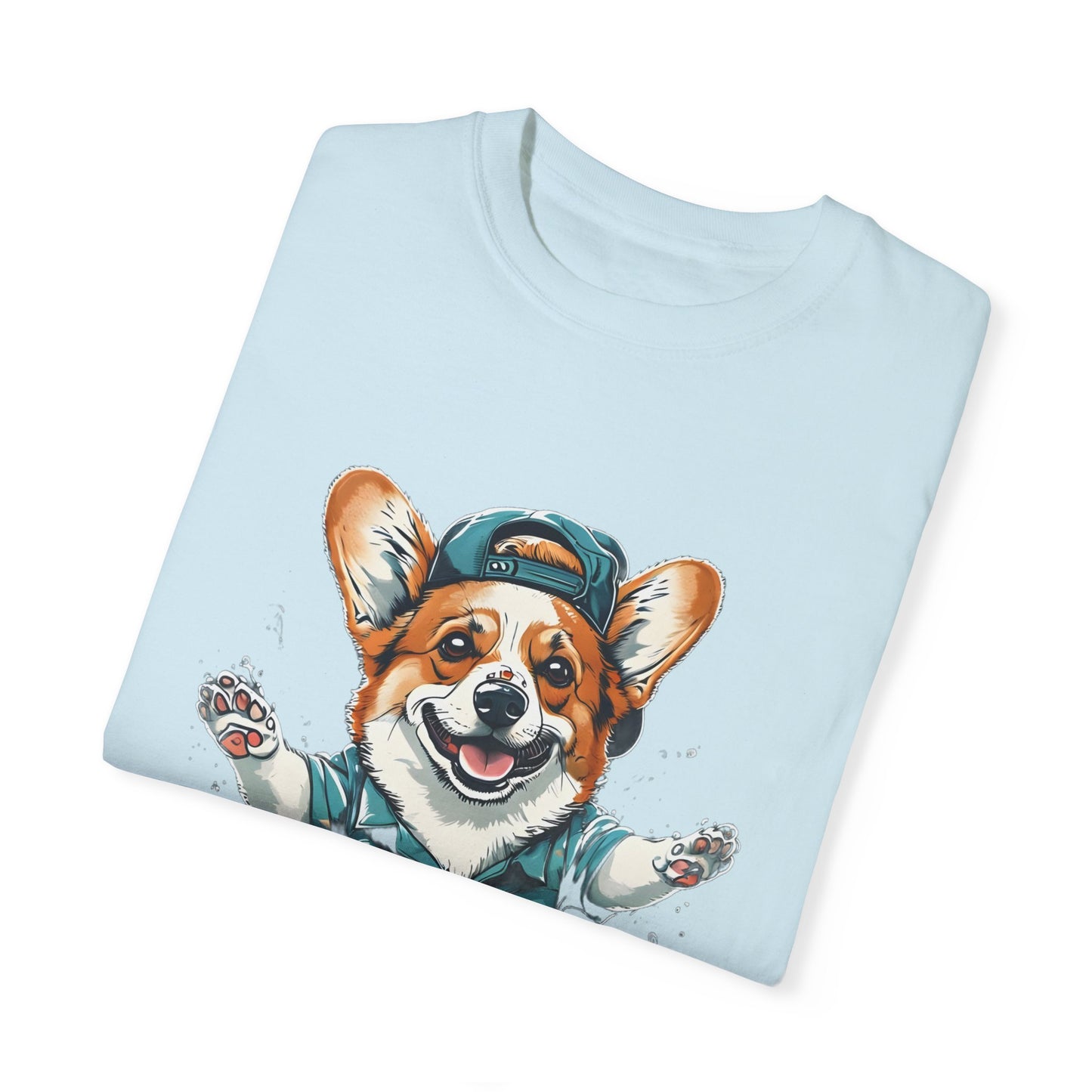 "Corgi Splashing" Unisex Garment-Dyed T-shirt