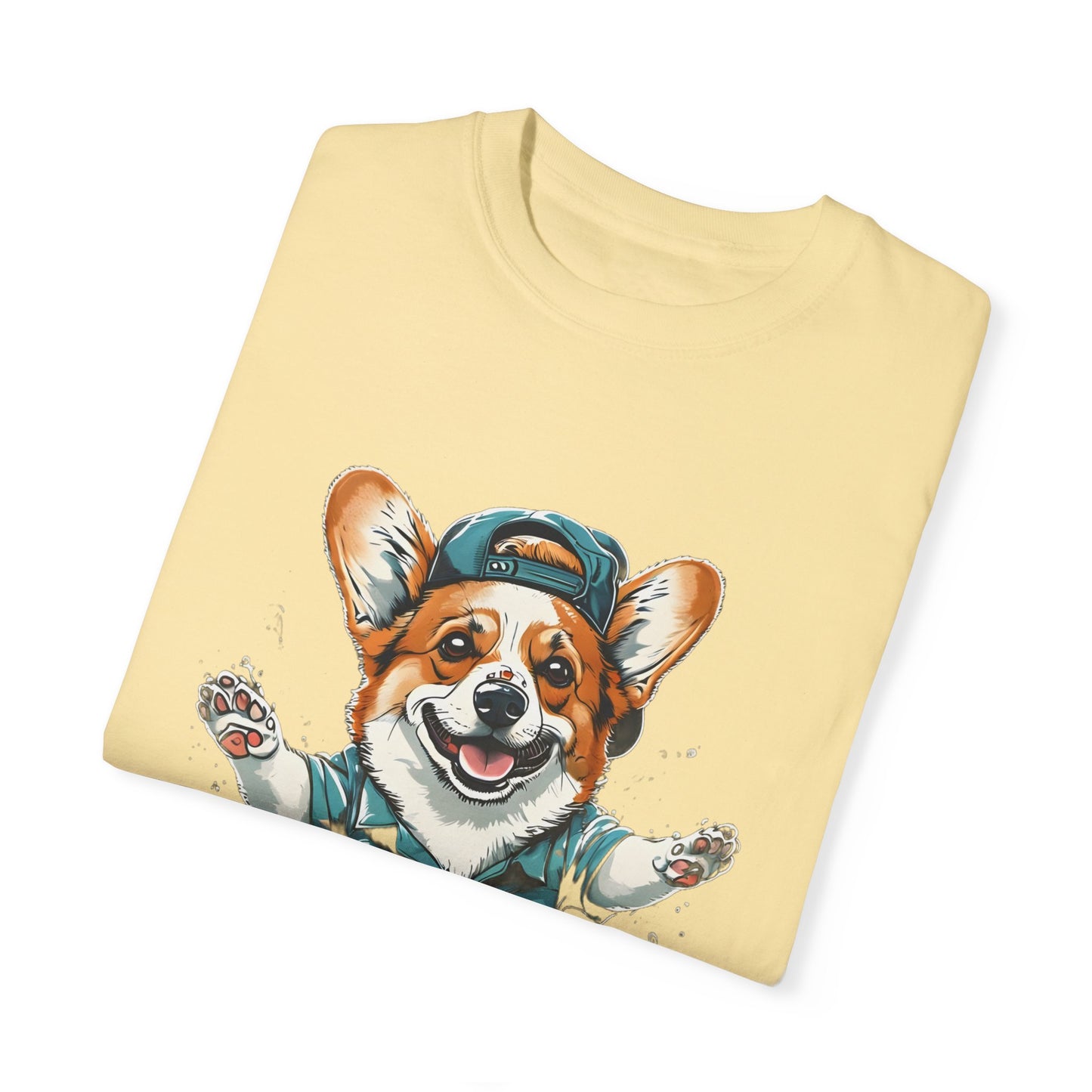 "Corgi Splashing" Unisex Garment-Dyed T-shirt