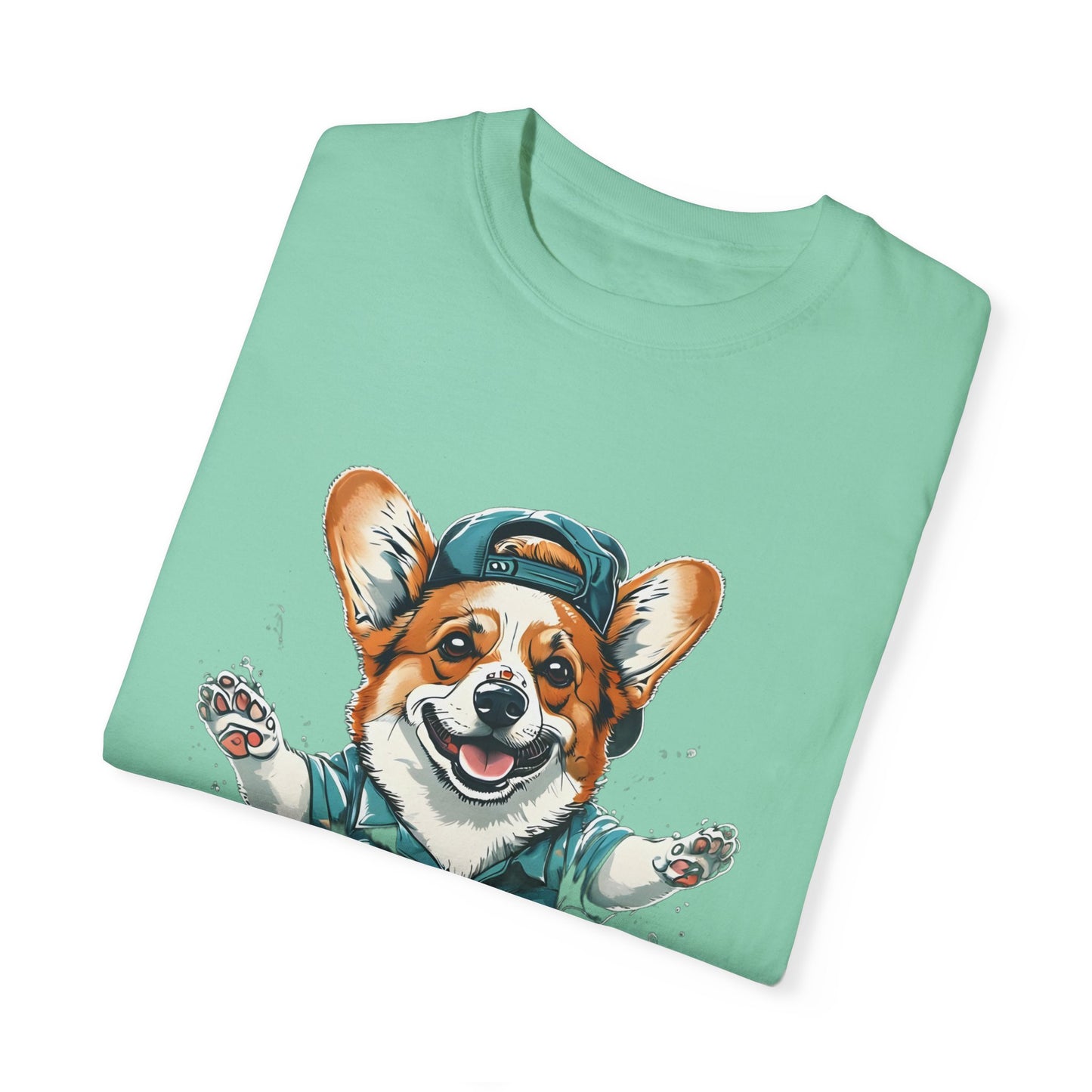"Corgi Splashing" Unisex Garment-Dyed T-shirt