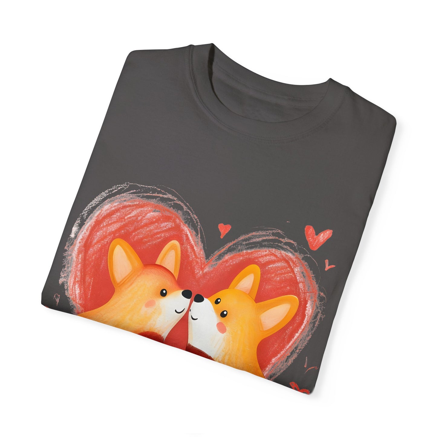"Corgi Love Birds" Unisex Garment-Dyed T-shirt