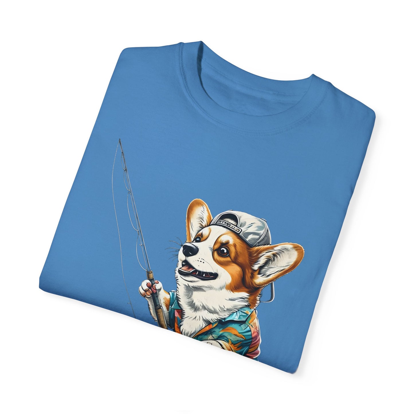 "Corgi Fishing" Unisex Garment-Dyed T-shirt