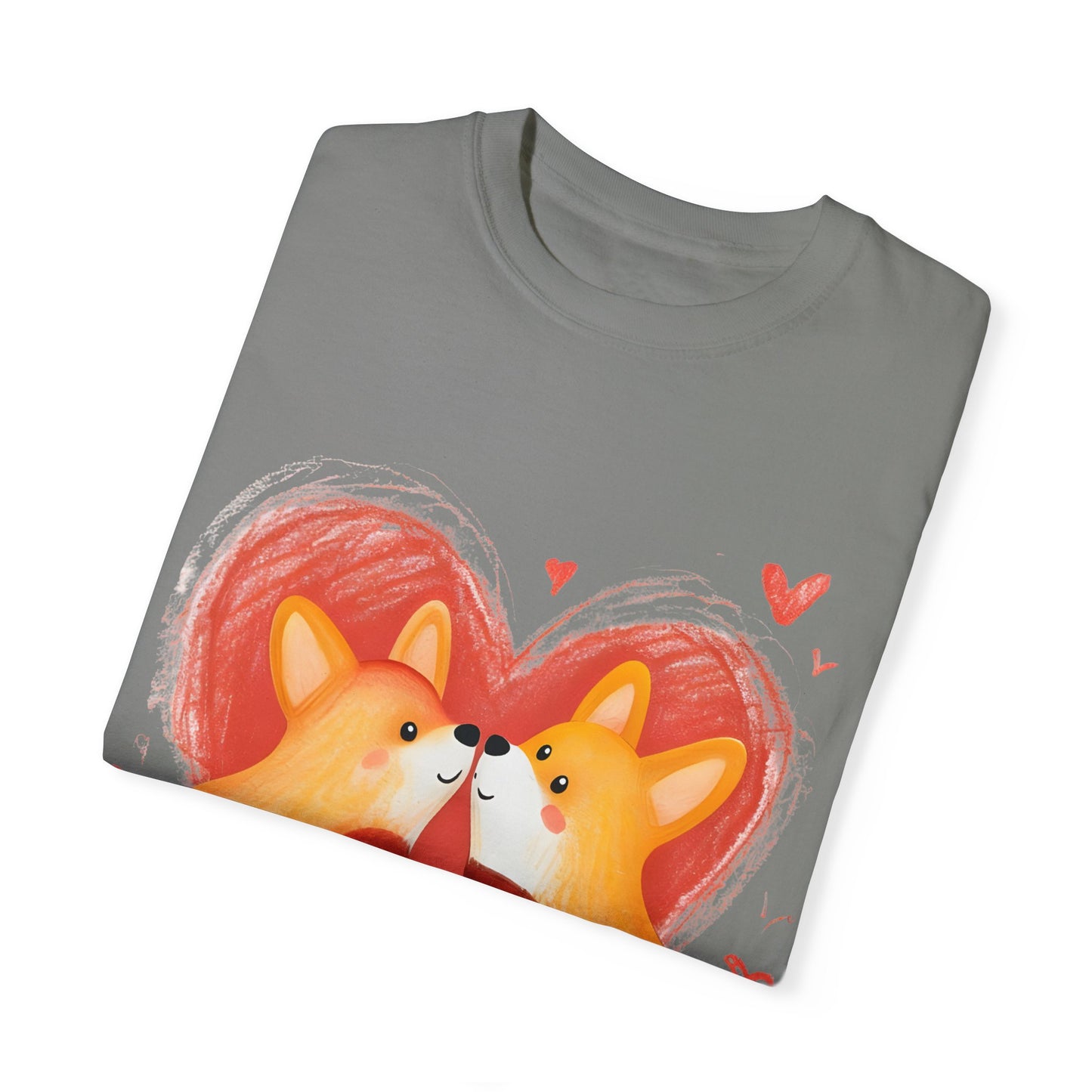 "Corgi Love Birds" Unisex Garment-Dyed T-shirt