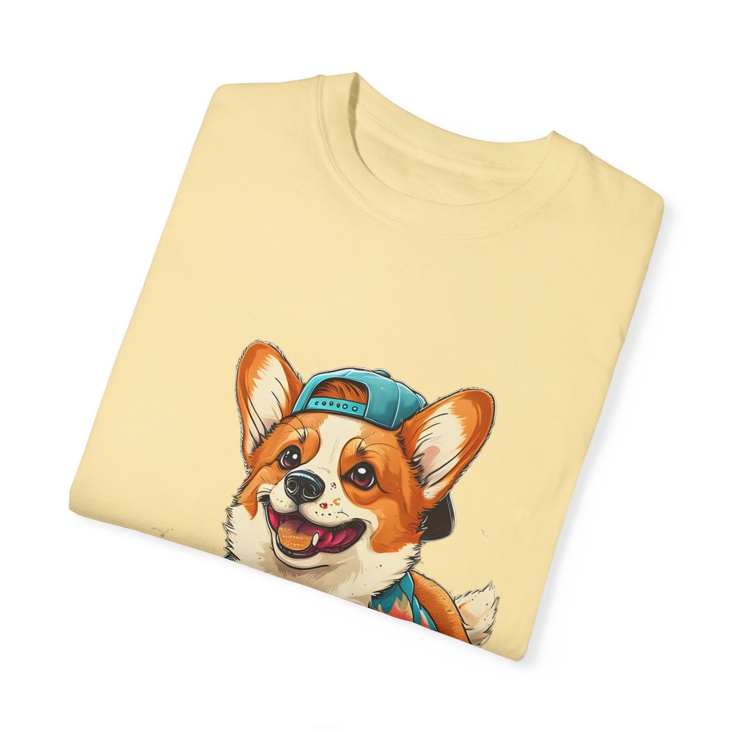 "Corgi Playing In Sand" Unisex Garment-Dyed T-shirt