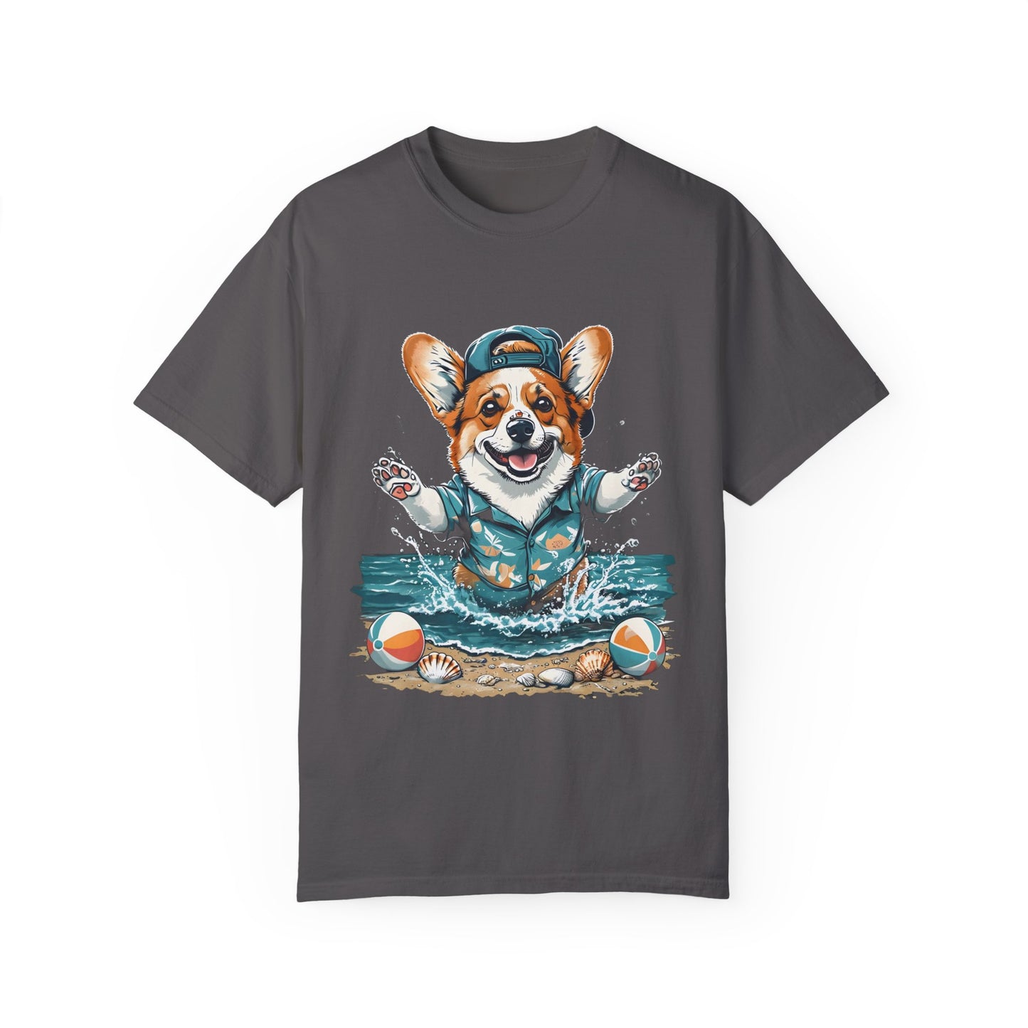 "Corgi Splashing" Unisex Garment-Dyed T-shirt
