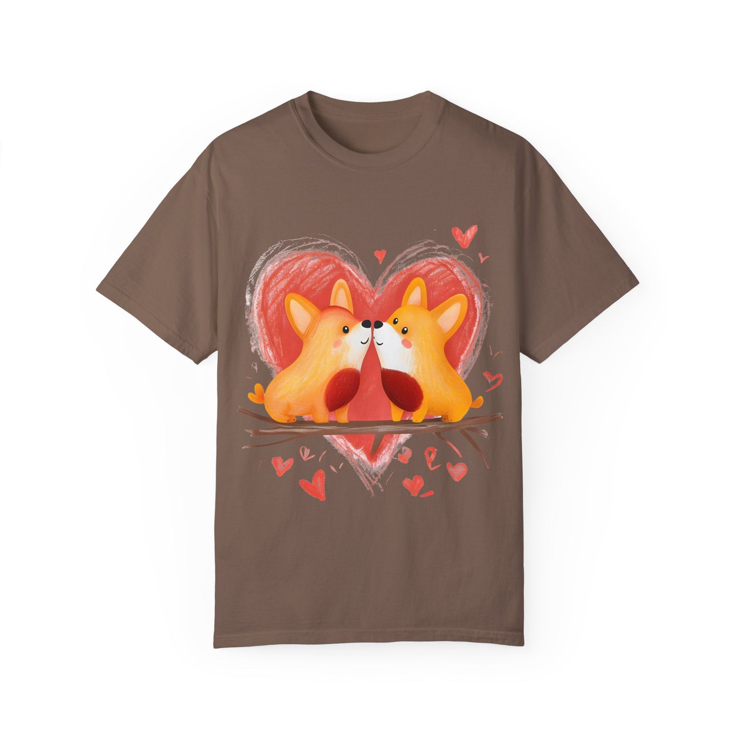 "Corgi Love Birds" Unisex Garment-Dyed T-shirt