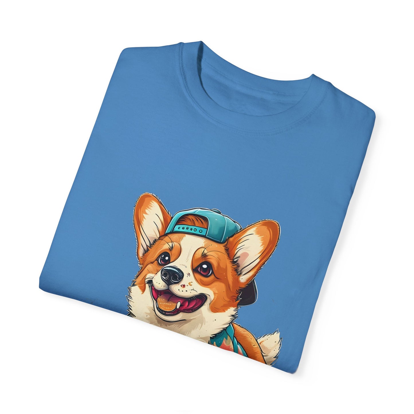 "Corgi Playing In Sand" Unisex Garment-Dyed T-shirt