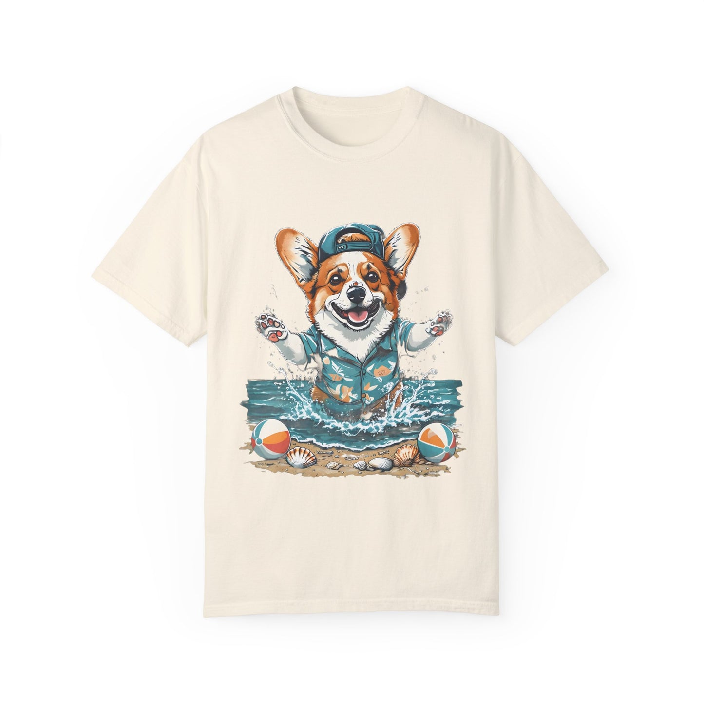 "Corgi Splashing" Unisex Garment-Dyed T-shirt