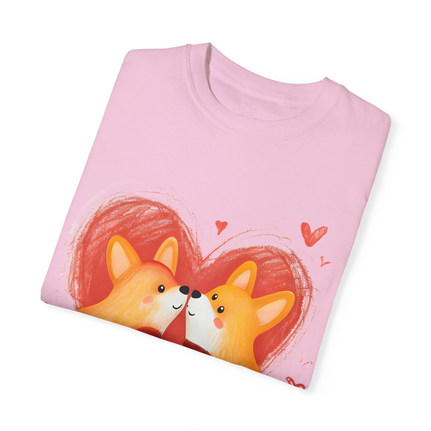 "Corgi Love Birds" Unisex Garment-Dyed T-shirt