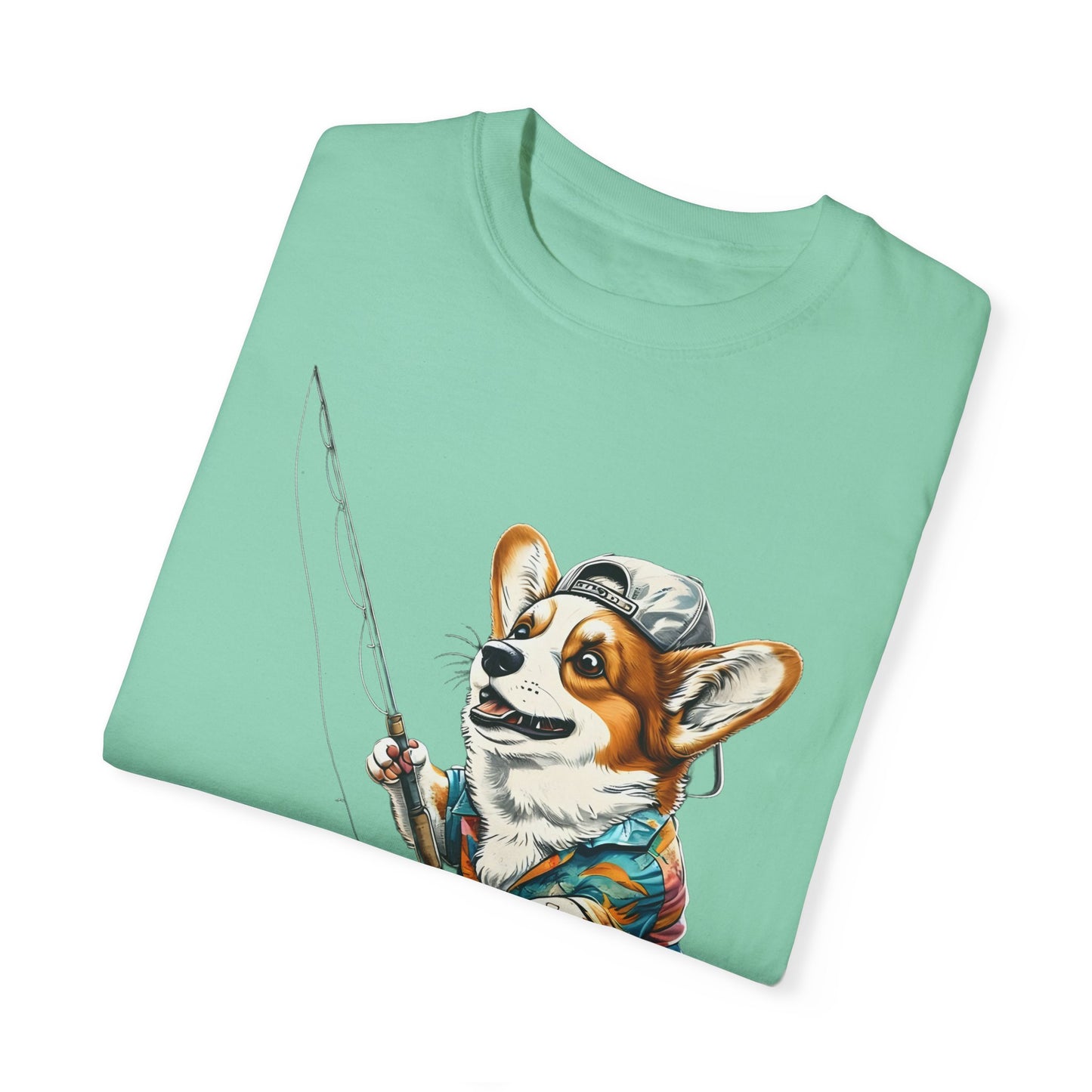 "Corgi Fishing" Unisex Garment-Dyed T-shirt