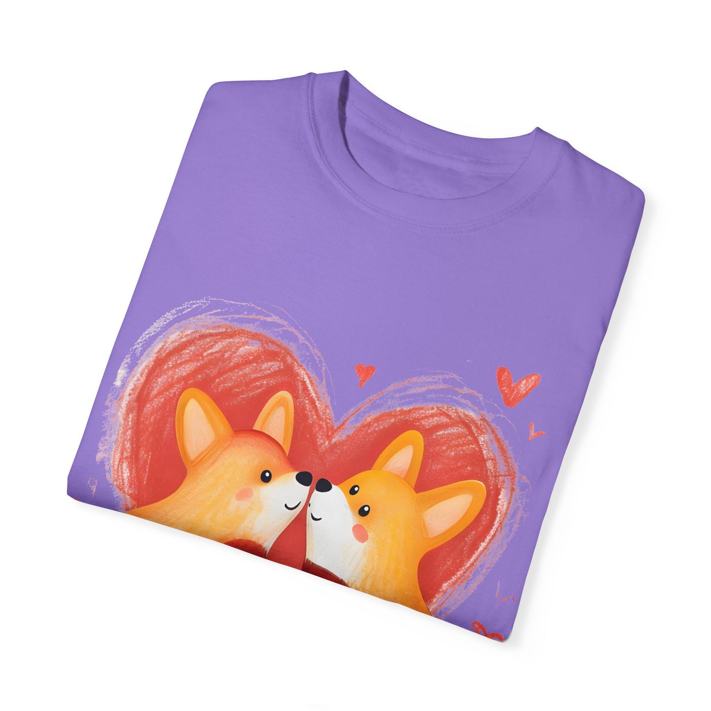 "Corgi Love Birds" Unisex Garment-Dyed T-shirt