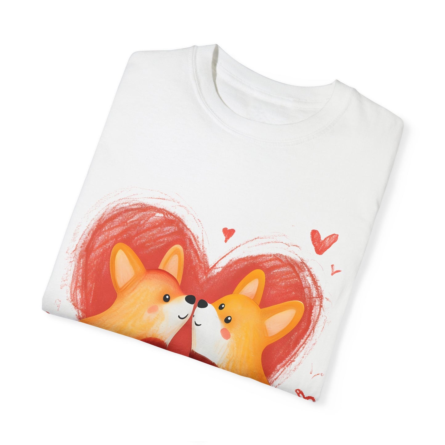 "Corgi Love Birds" Unisex Garment-Dyed T-shirt