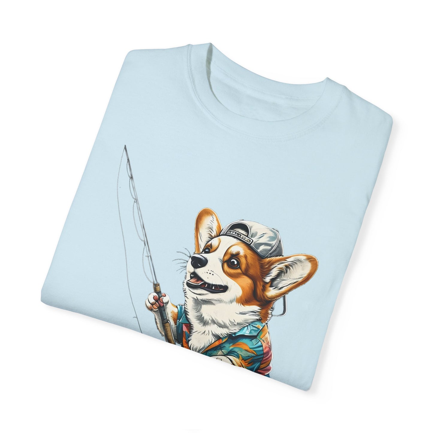 "Corgi Fishing" Unisex Garment-Dyed T-shirt