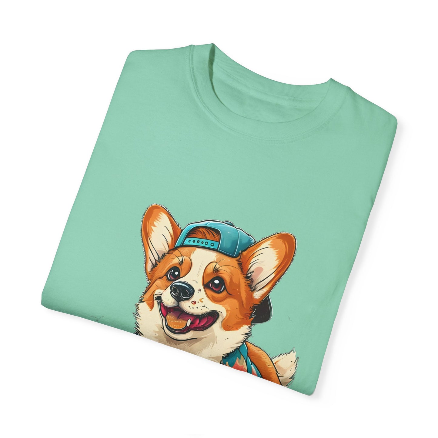 "Corgi Playing In Sand" Unisex Garment-Dyed T-shirt