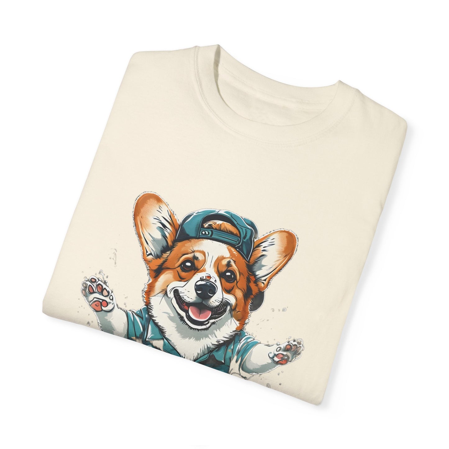 "Corgi Splashing" Unisex Garment-Dyed T-shirt
