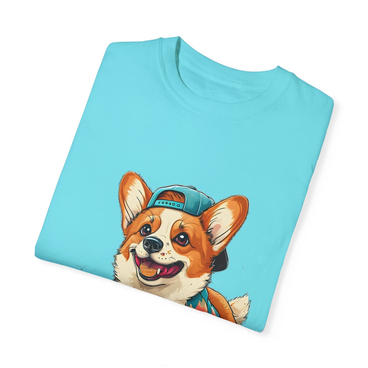 "Corgi Playing In Sand" Unisex Garment-Dyed T-shirt