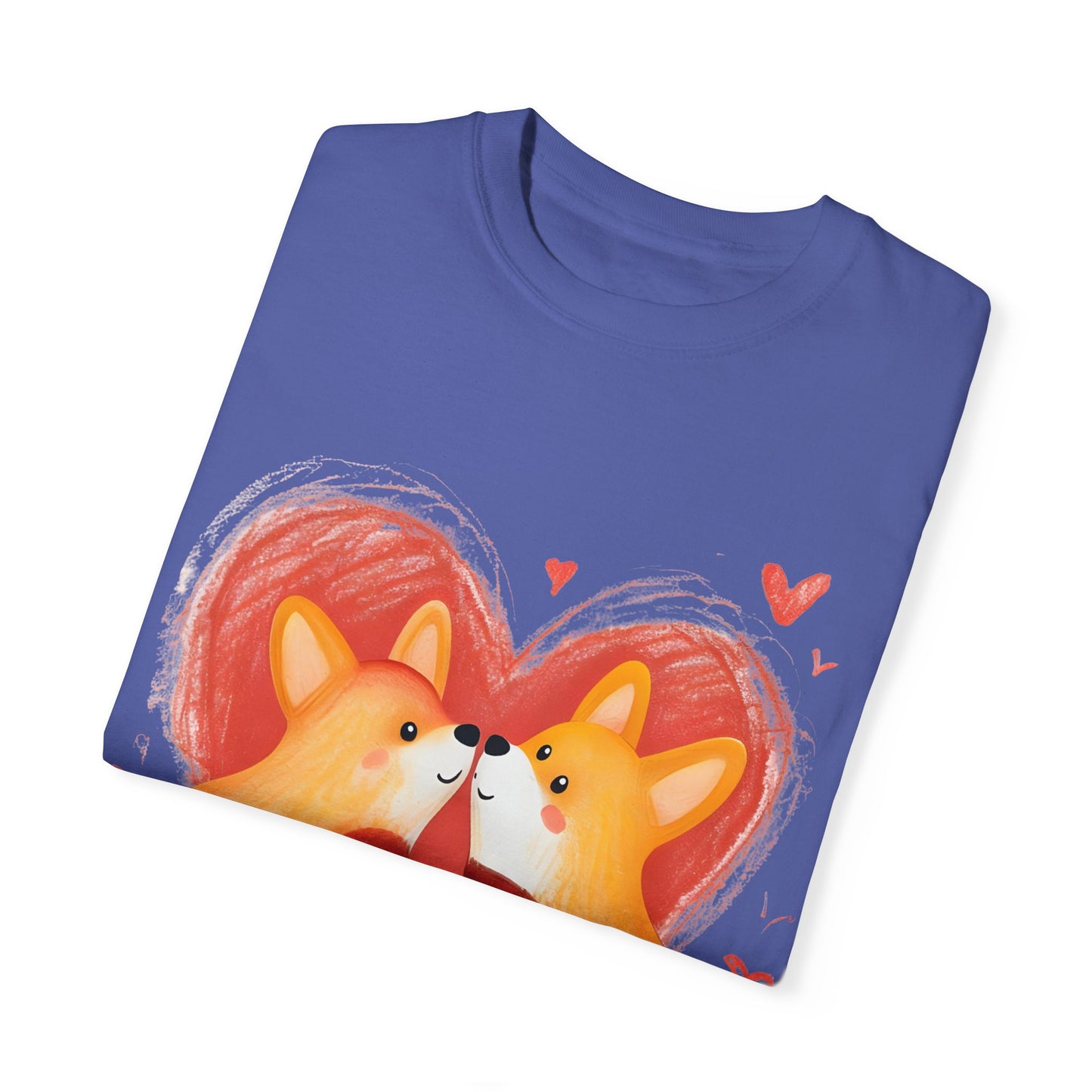 "Corgi Love Birds" Unisex Garment-Dyed T-shirt