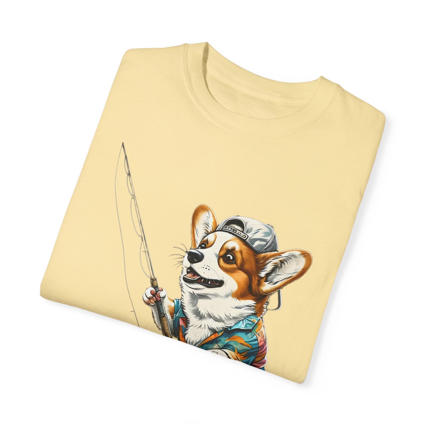 "Corgi Fishing" Unisex Garment-Dyed T-shirt