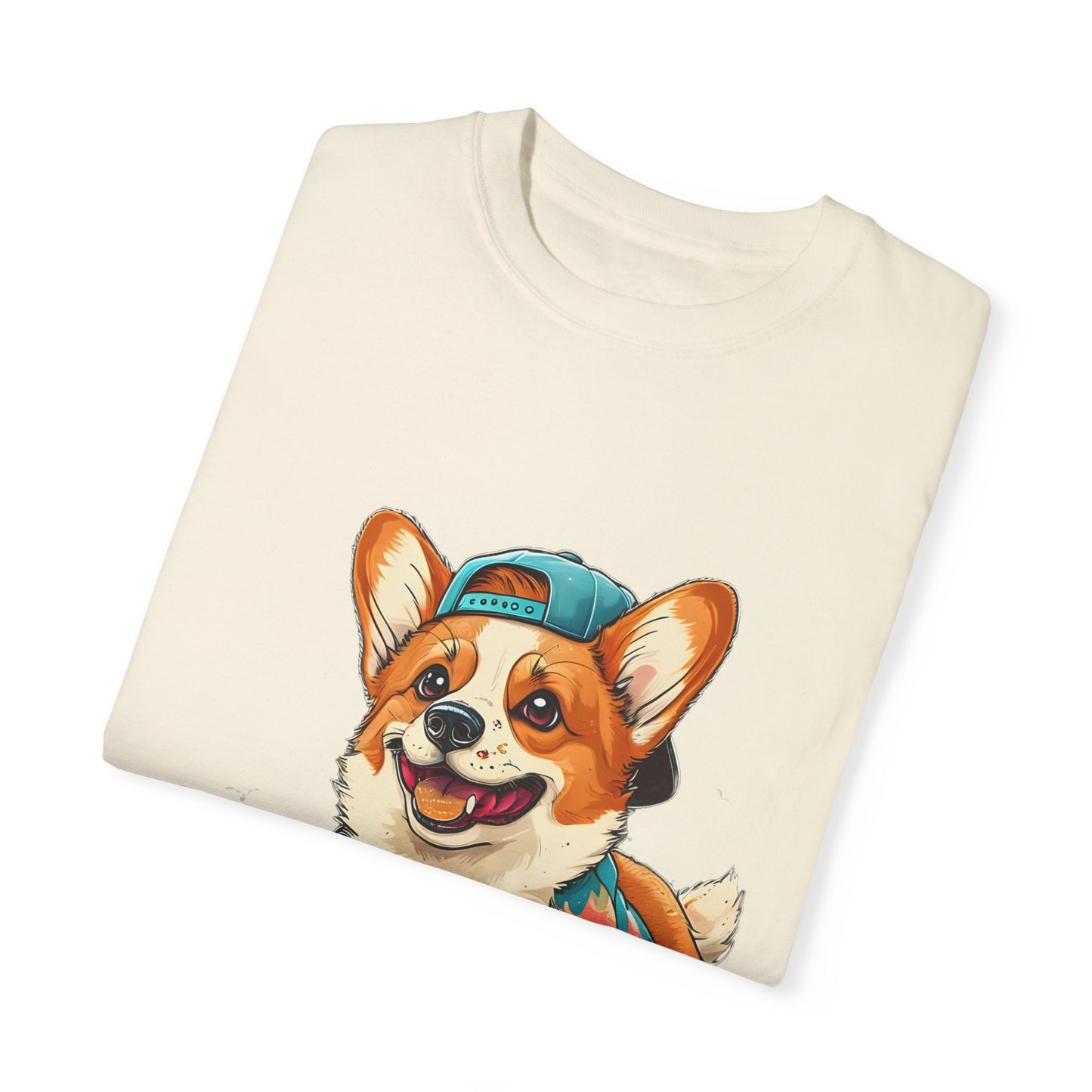"Corgi Playing In Sand" Unisex Garment-Dyed T-shirt