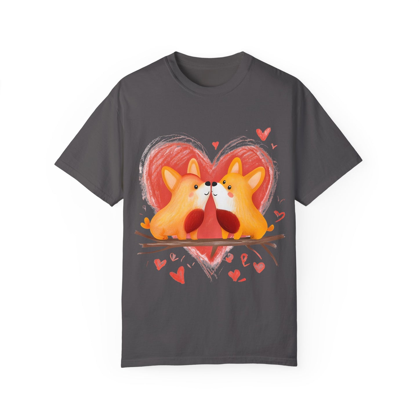 "Corgi Love Birds" Unisex Garment-Dyed T-shirt
