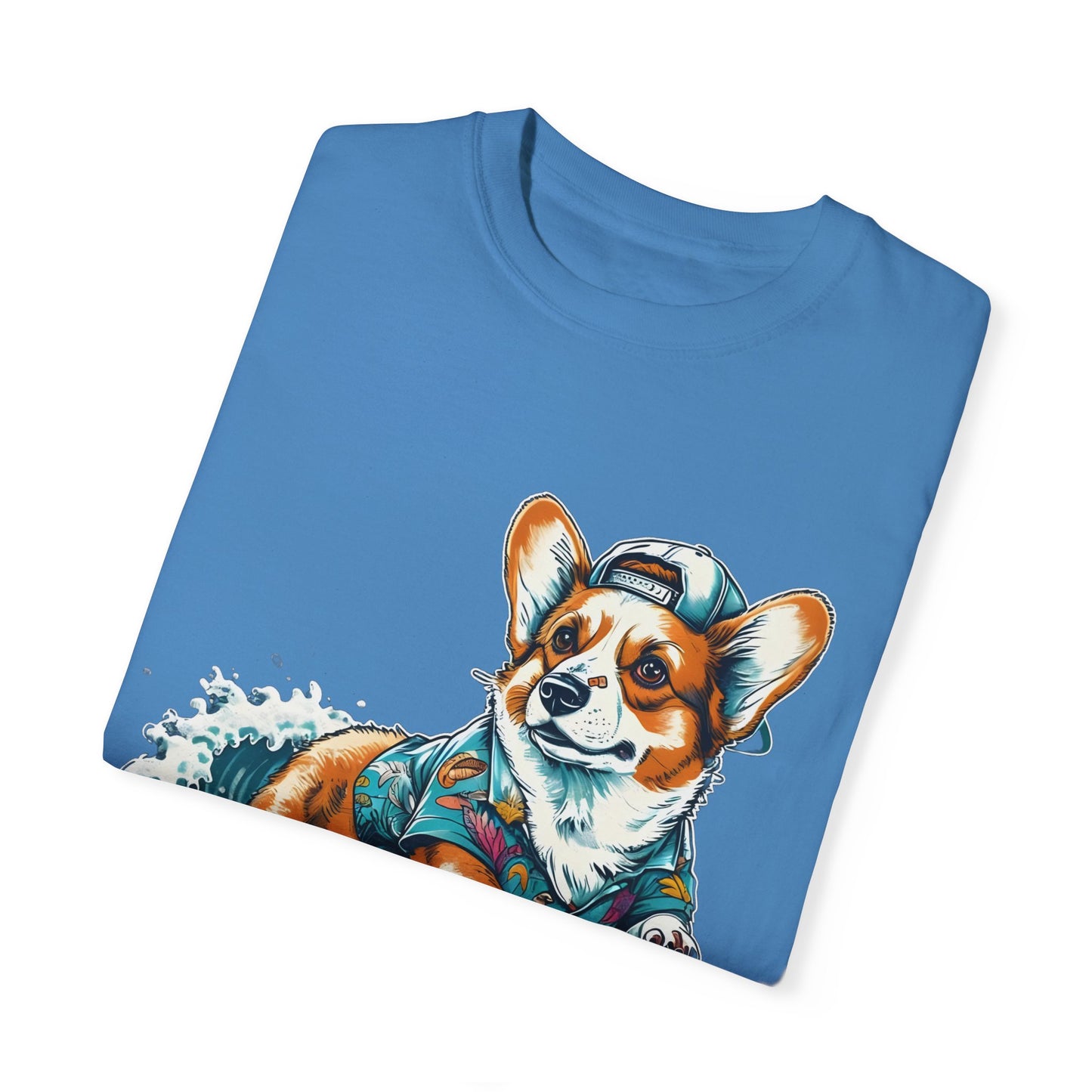 "Corgi Surfing" Unisex Garment-Dyed T-shirt