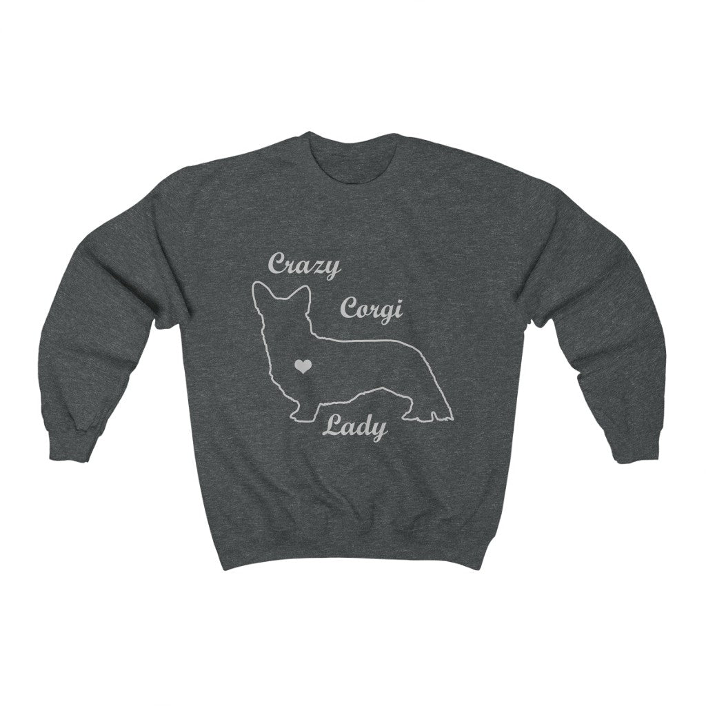 "Crazy Corgi Lady" (Cardigan Version) Unisex Heavy Blend™ Crewneck Sweatshirt