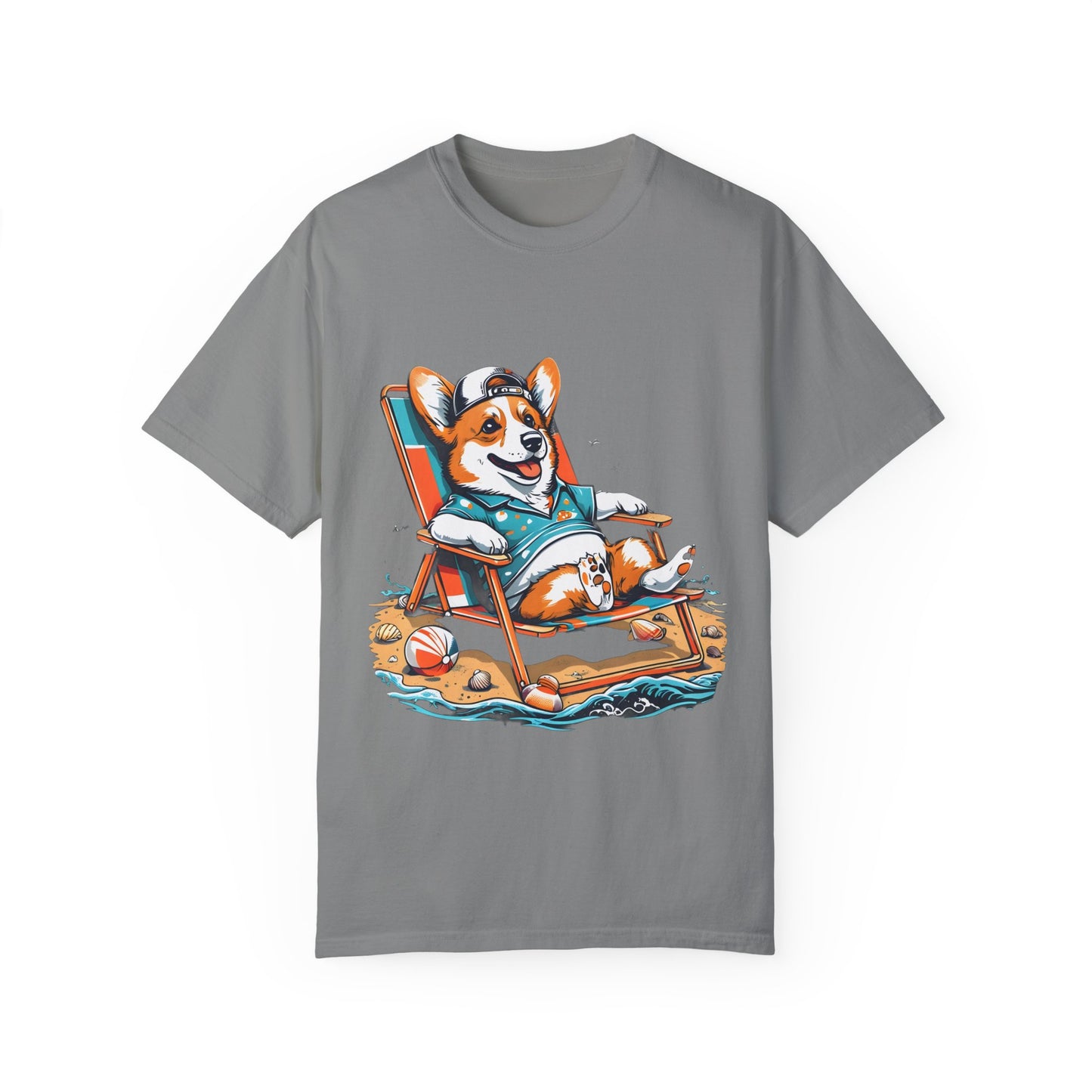 "Corgi Beach Chair" Unisex Garment-Dyed T-shirt