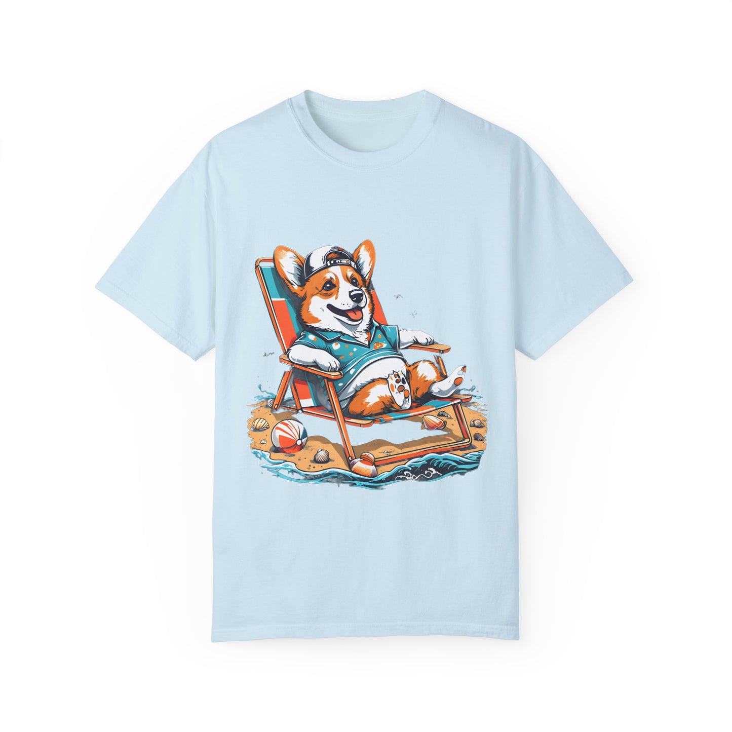 "Corgi Beach Chair" Unisex Garment-Dyed T-shirt