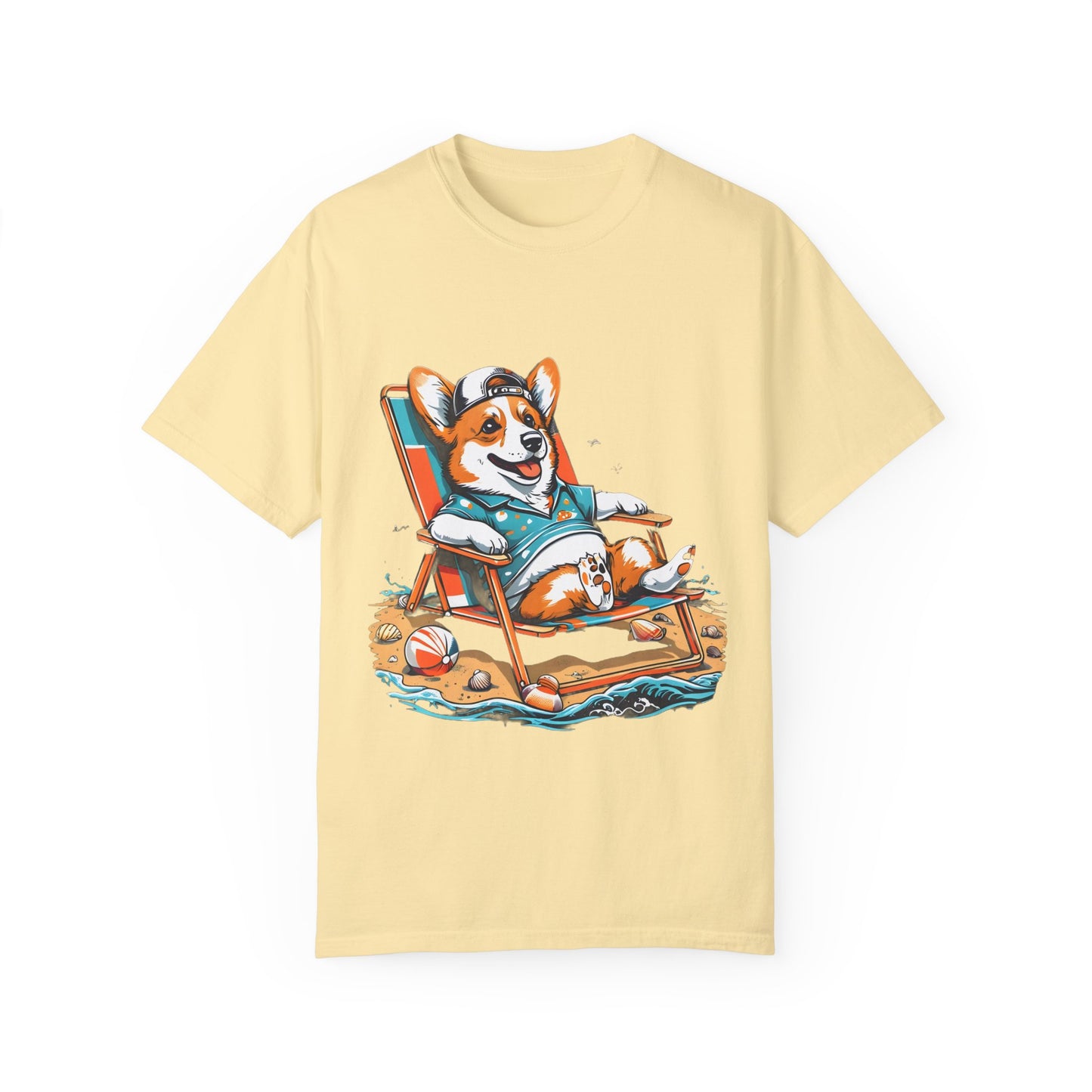 "Corgi Beach Chair" Unisex Garment-Dyed T-shirt