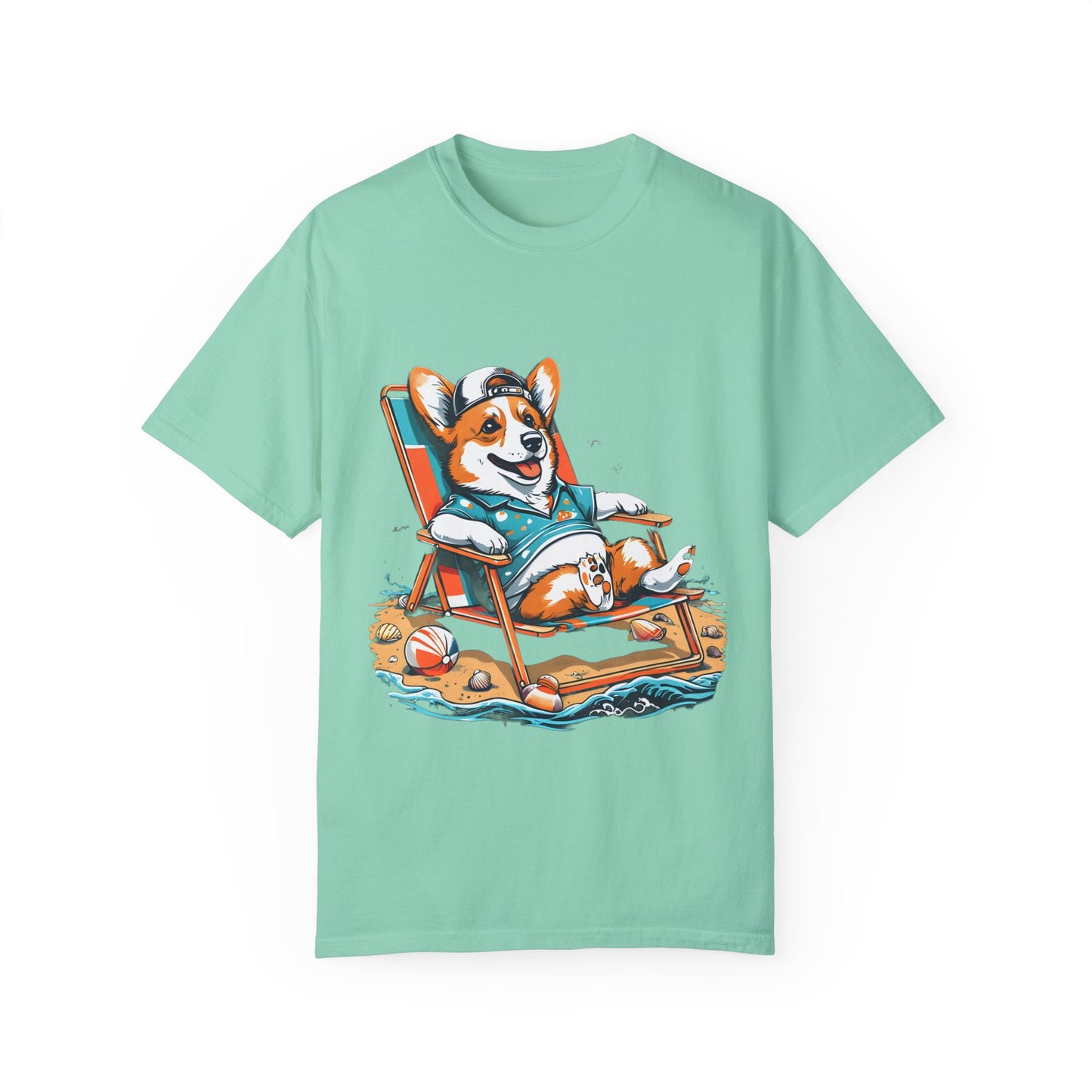 "Corgi Beach Chair" Unisex Garment-Dyed T-shirt