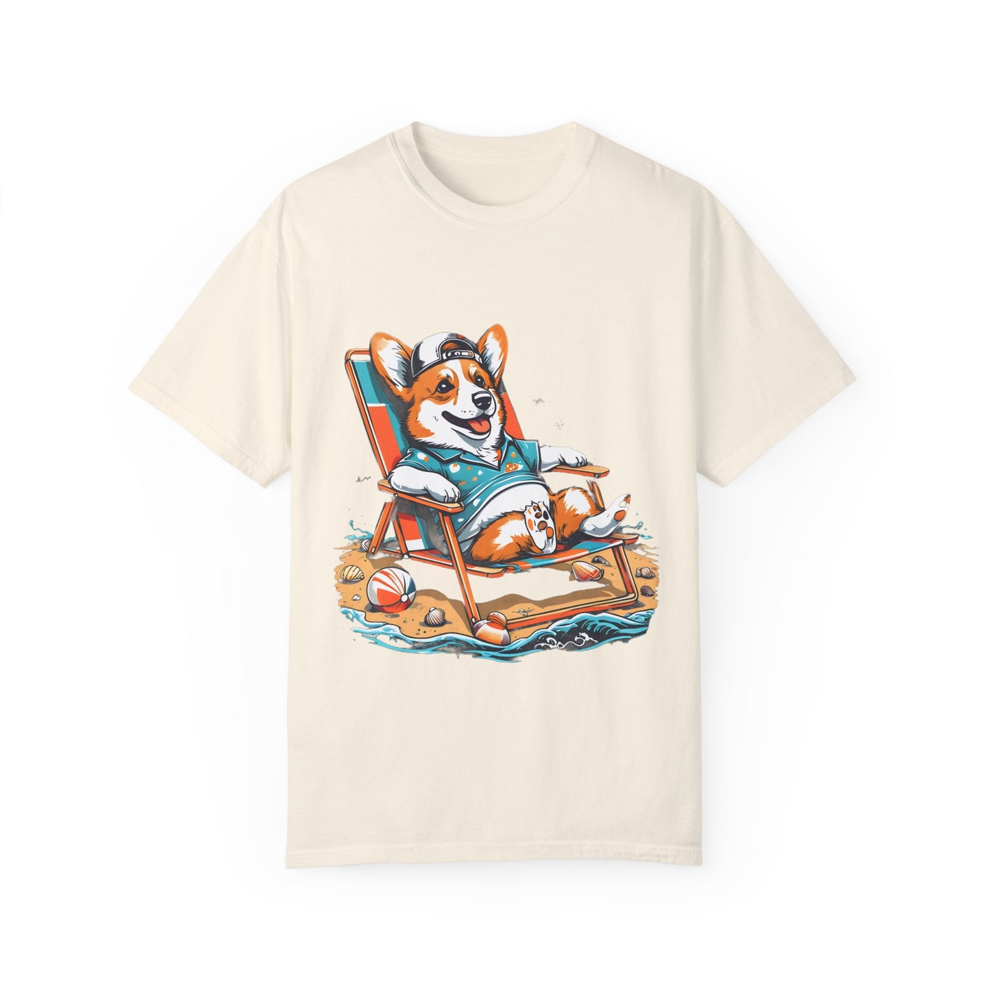 "Corgi Beach Chair" Unisex Garment-Dyed T-shirt