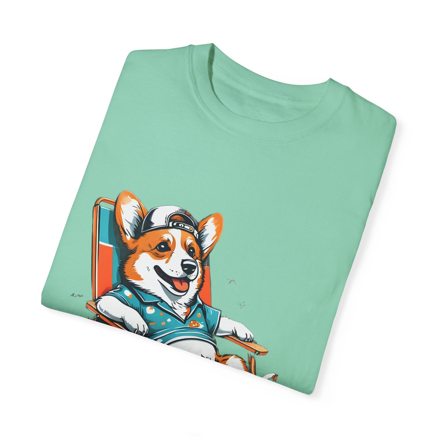 "Corgi Beach Chair" Unisex Garment-Dyed T-shirt