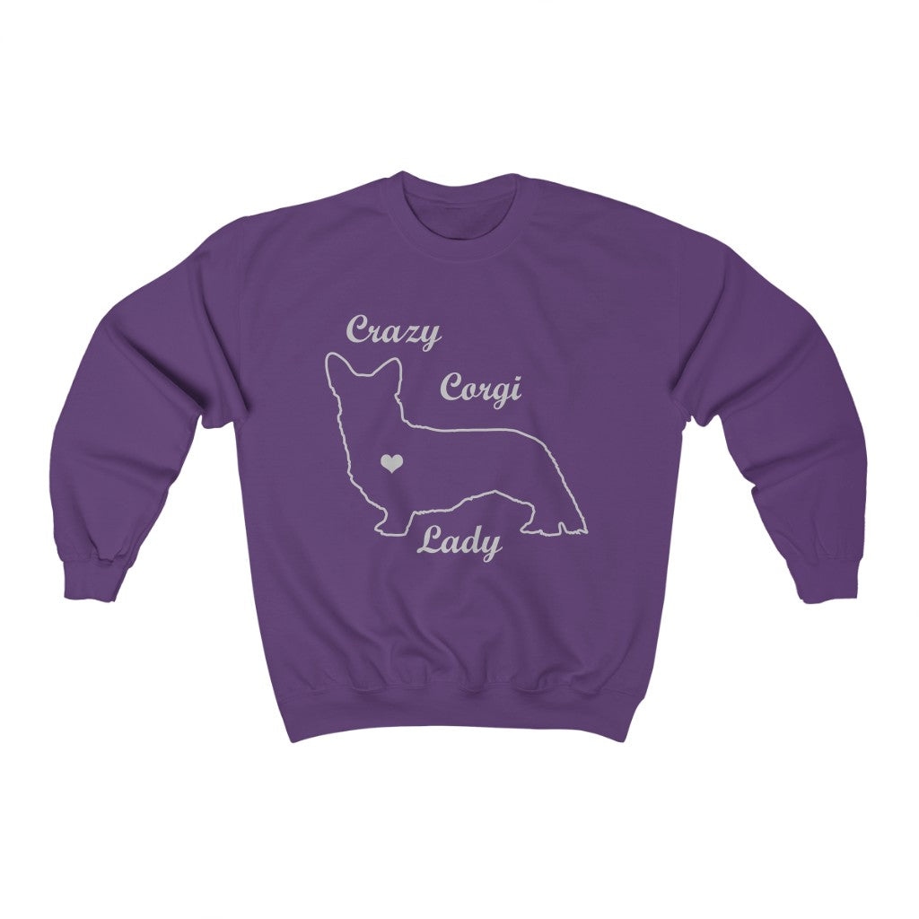 "Crazy Corgi Lady" (Cardigan Version) Unisex Heavy Blend™ Crewneck Sweatshirt