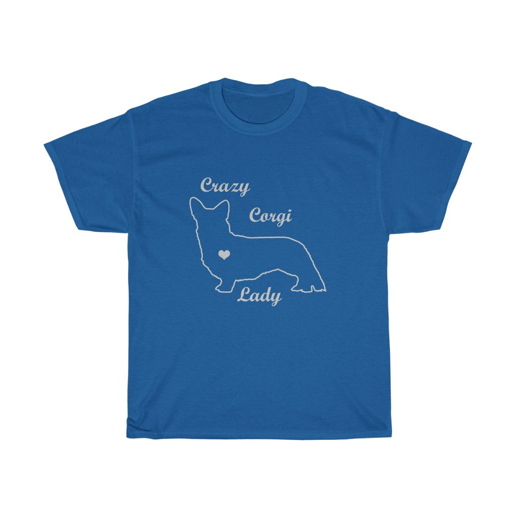 "Crazy Corgi Lady" (Cardigan Version) Unisex Heavy Cotton Tee