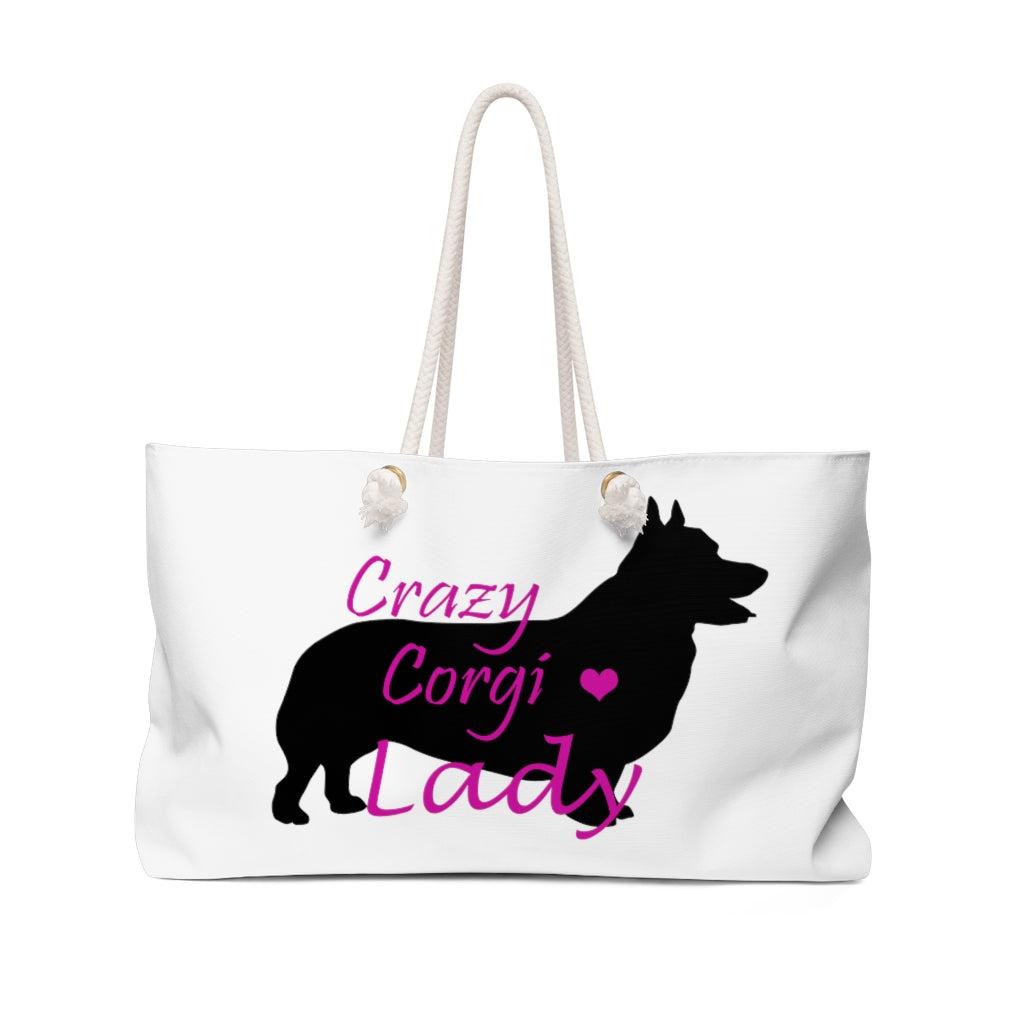 "Crazy Corgi Lady (Pembroke)" Weekender Bag