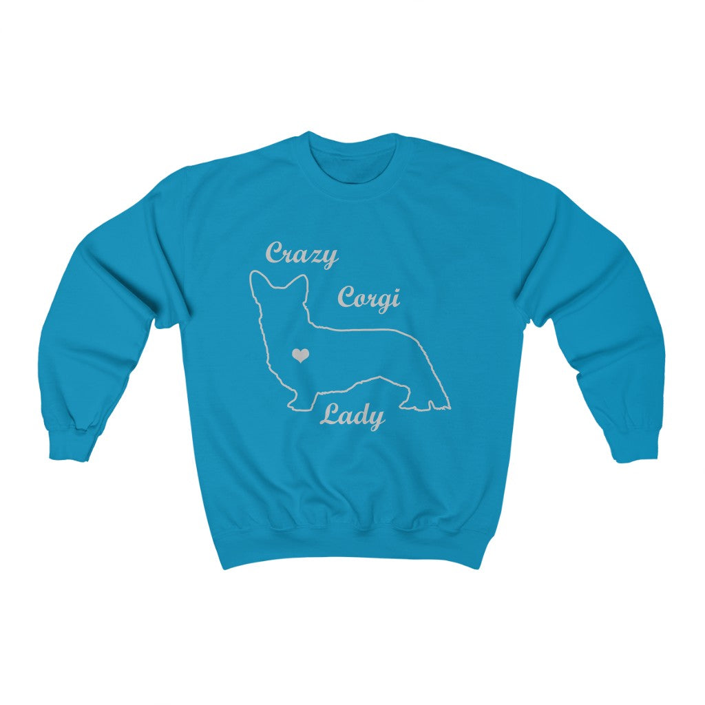 "Crazy Corgi Lady" (Cardigan Version) Unisex Heavy Blend™ Crewneck Sweatshirt