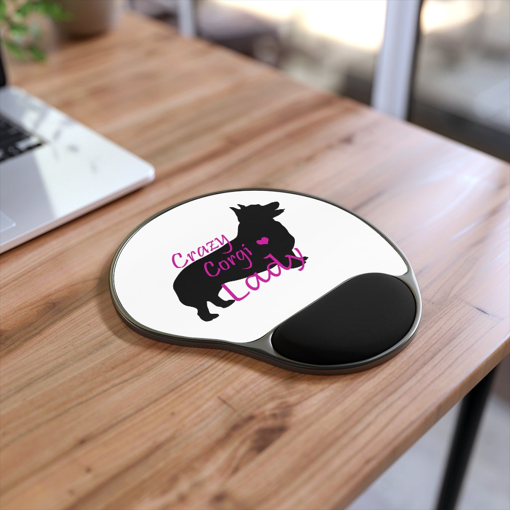 " Crazy Corgi Lady (Pembroke)" Mouse Pad With Wrist Rest