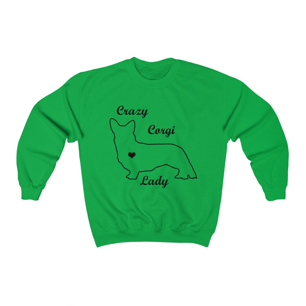 "Crazy Corgi Lady" (Cardigan Version) Unisex Heavy Blend™ Crewneck Sweatshirt