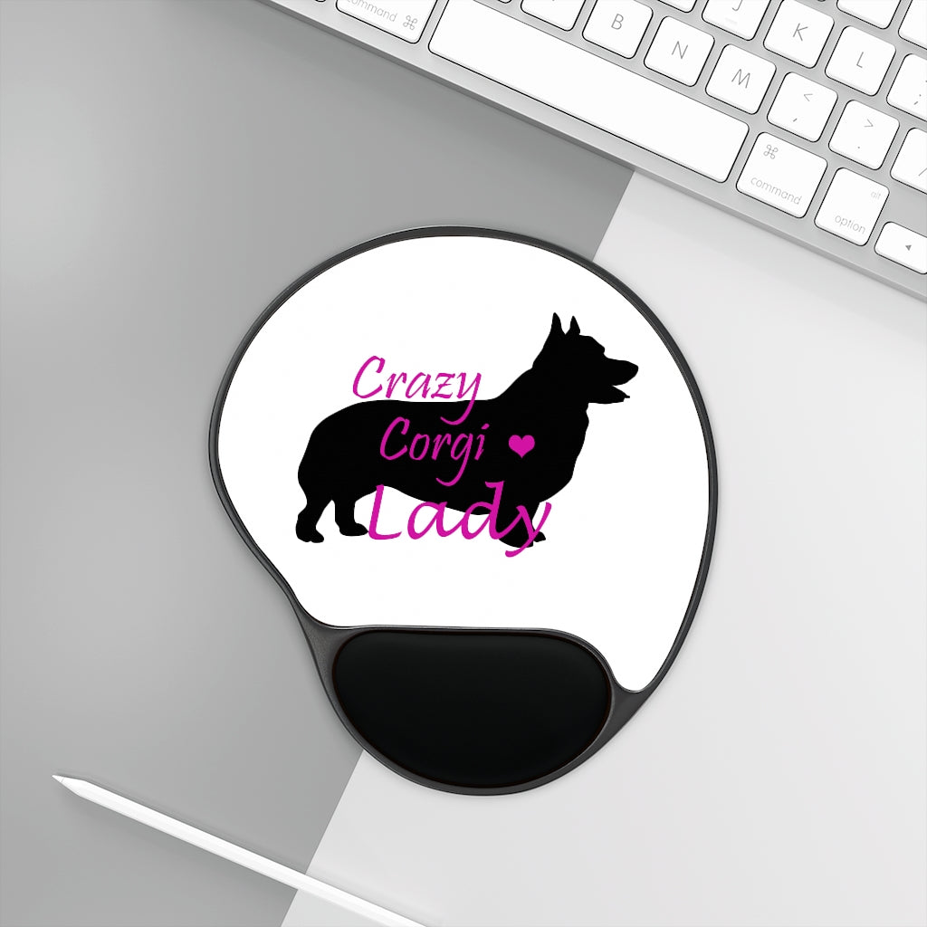 " Crazy Corgi Lady (Pembroke)" Mouse Pad With Wrist Rest