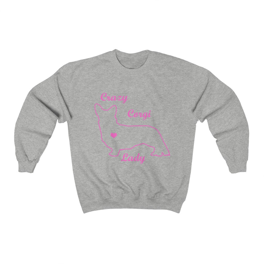 "Crazy Corgi Lady" (Cardigan Version) Unisex Heavy Blend™ Crewneck Sweatshirt