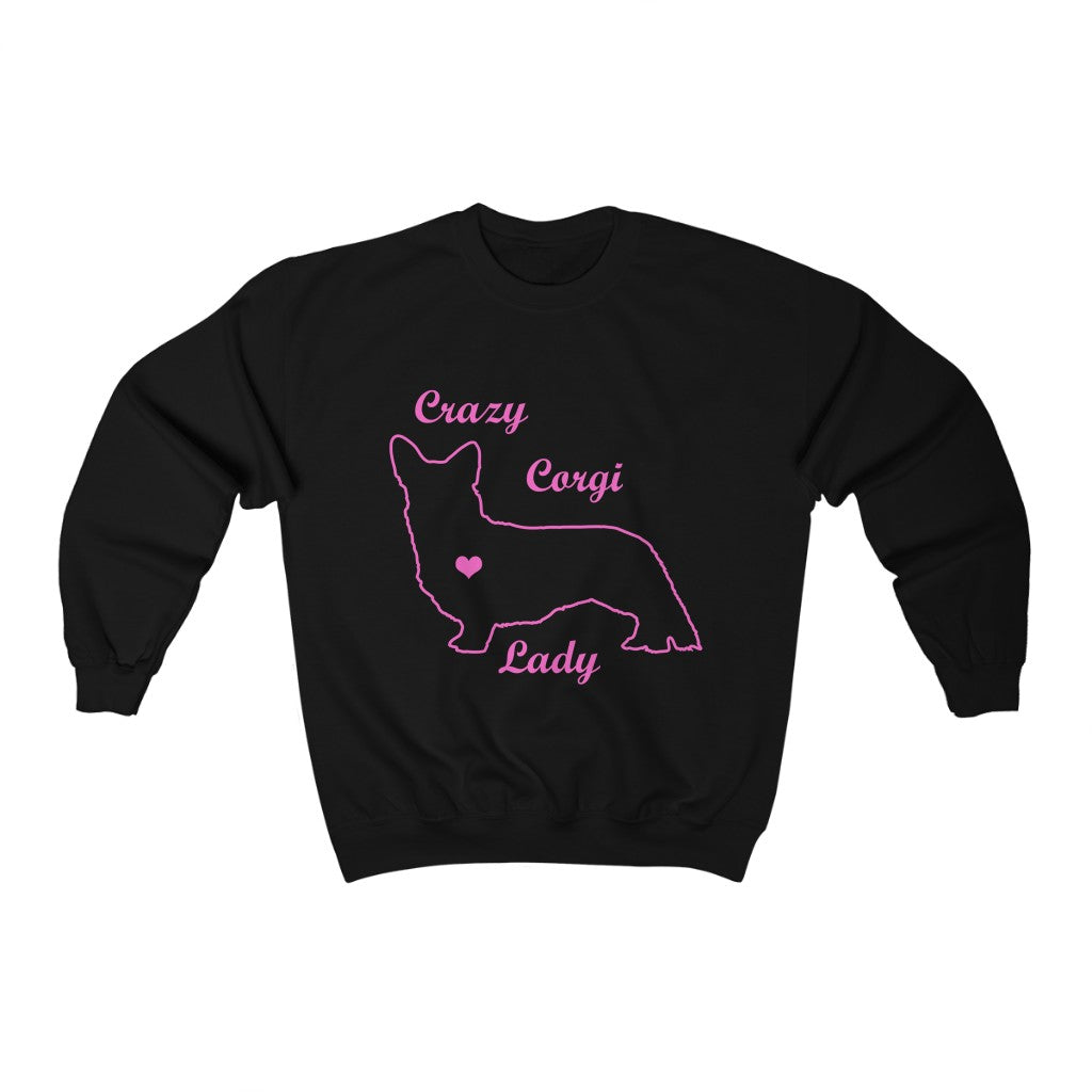 "Crazy Corgi Lady" (Cardigan Version) Unisex Heavy Blend™ Crewneck Sweatshirt