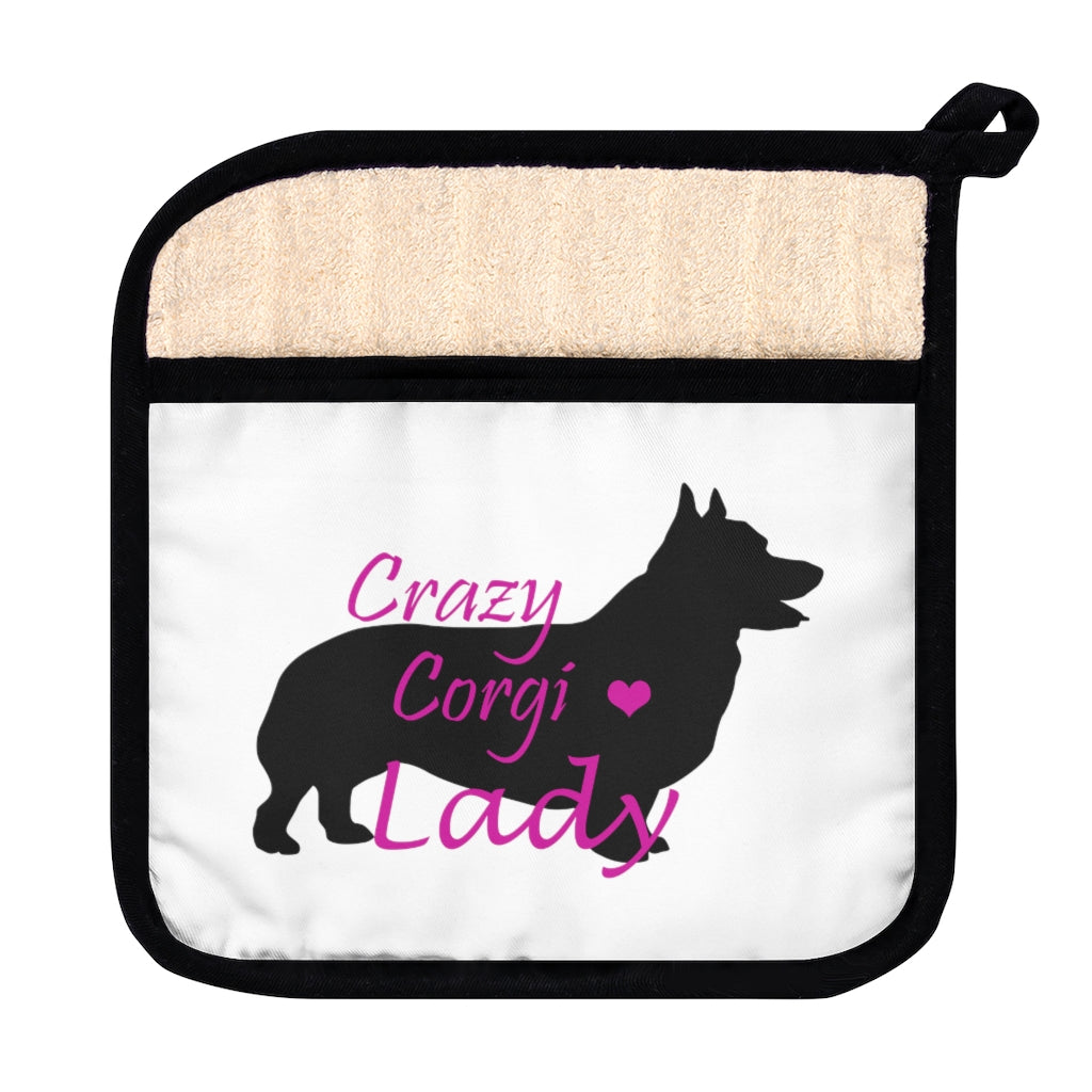 "Crazy Corgi Lady (Pembroke)" Pot Holder with Pocket