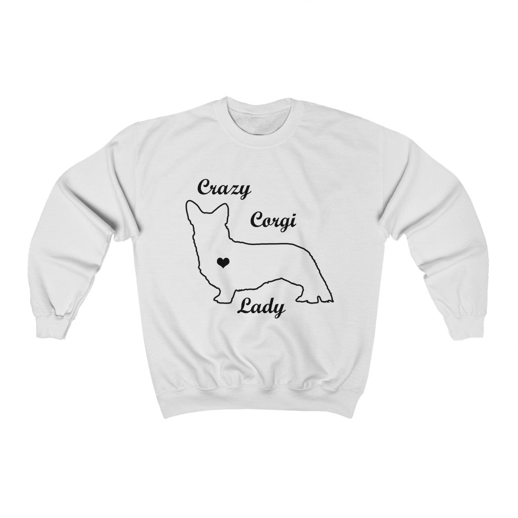 "Crazy Corgi Lady" (Cardigan Version) Unisex Heavy Blend™ Crewneck Sweatshirt