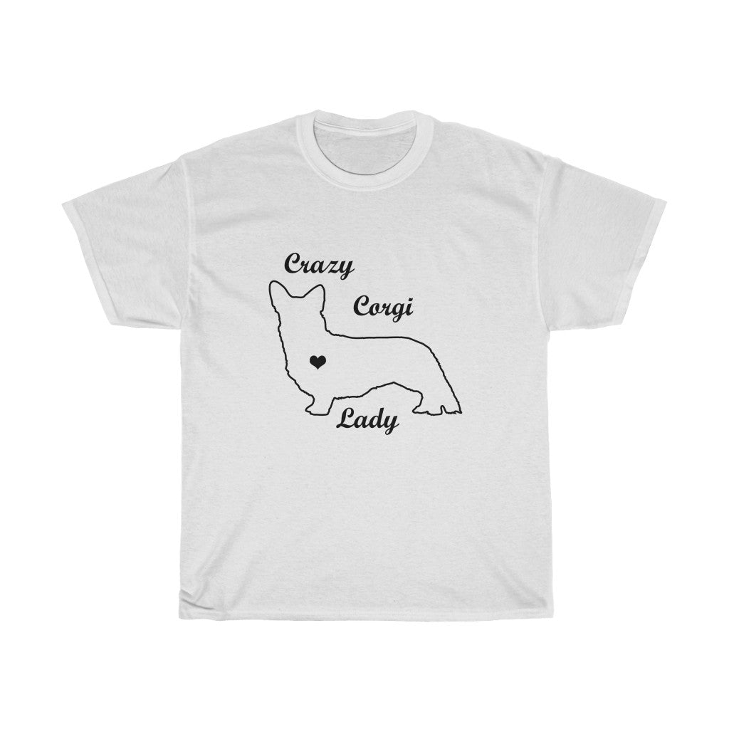 "Crazy Corgi Lady" (Cardigan Version) Unisex Heavy Cotton Tee