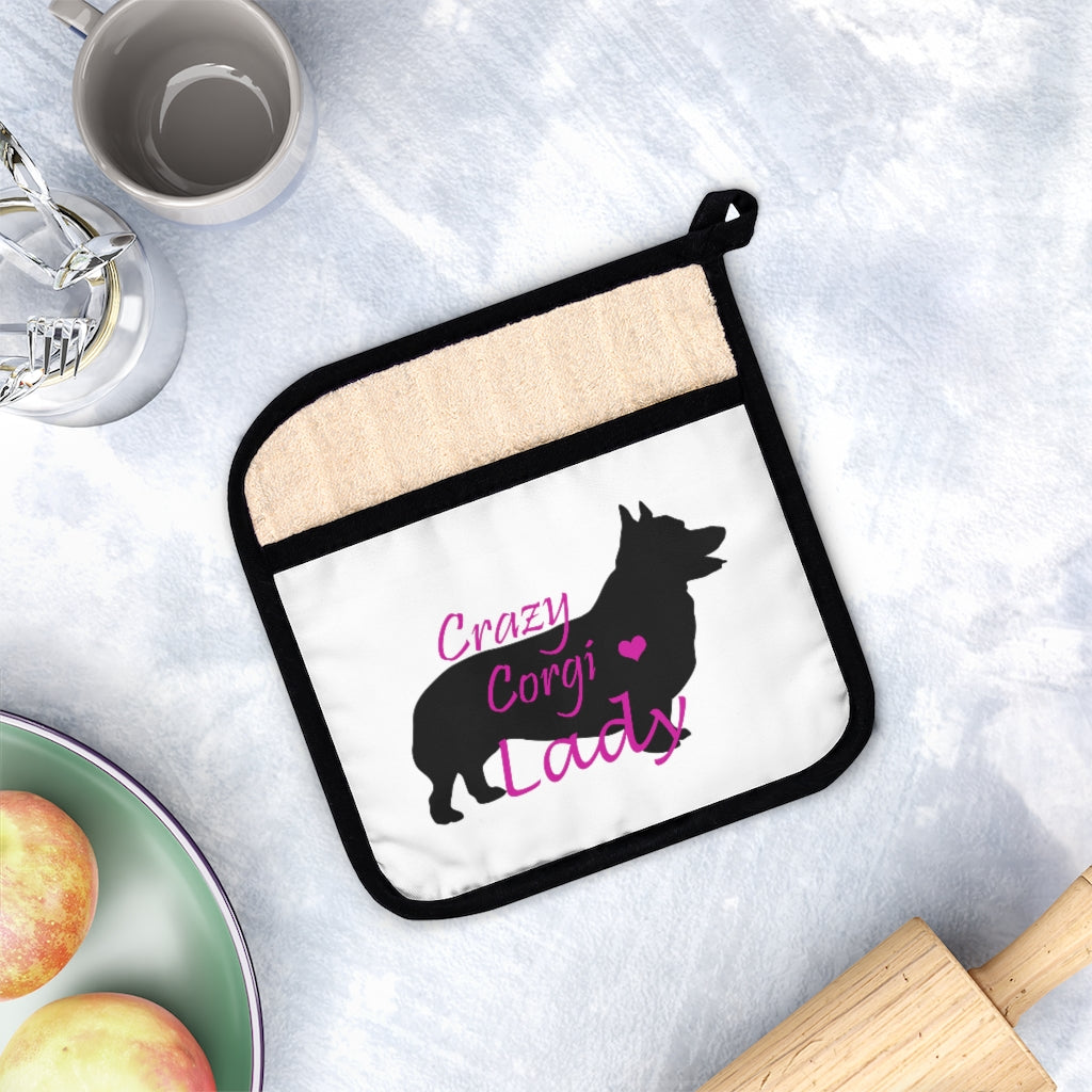 "Crazy Corgi Lady (Pembroke)" Pot Holder with Pocket