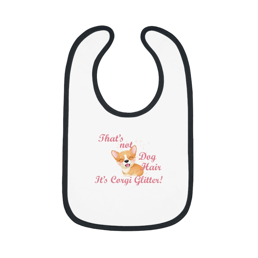 "Corgi Glitter" Baby Contrast Trim Jersey Bib