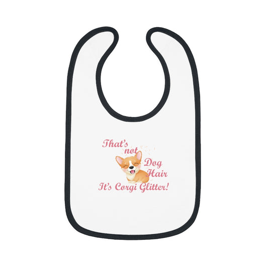 "Corgi Glitter" Baby Contrast Trim Jersey Bib