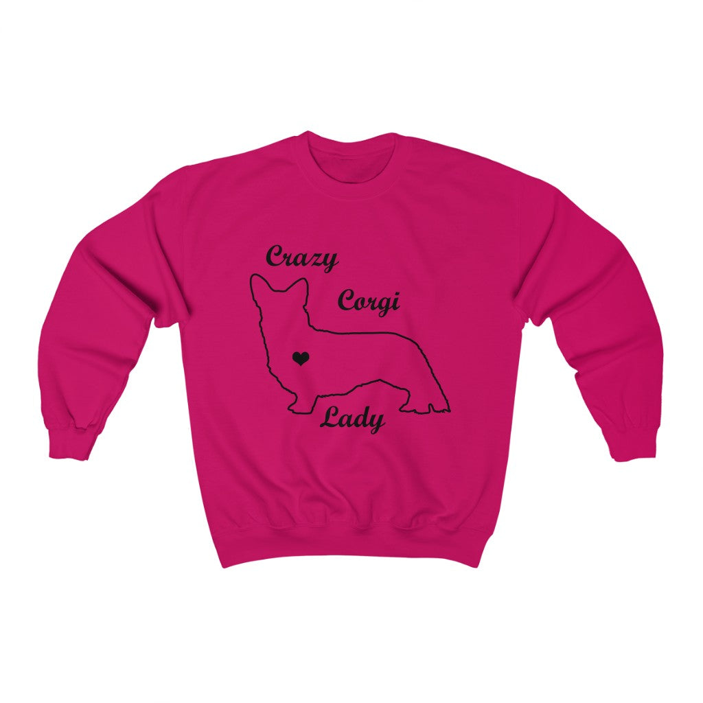 "Crazy Corgi Lady" (Cardigan Version) Unisex Heavy Blend™ Crewneck Sweatshirt